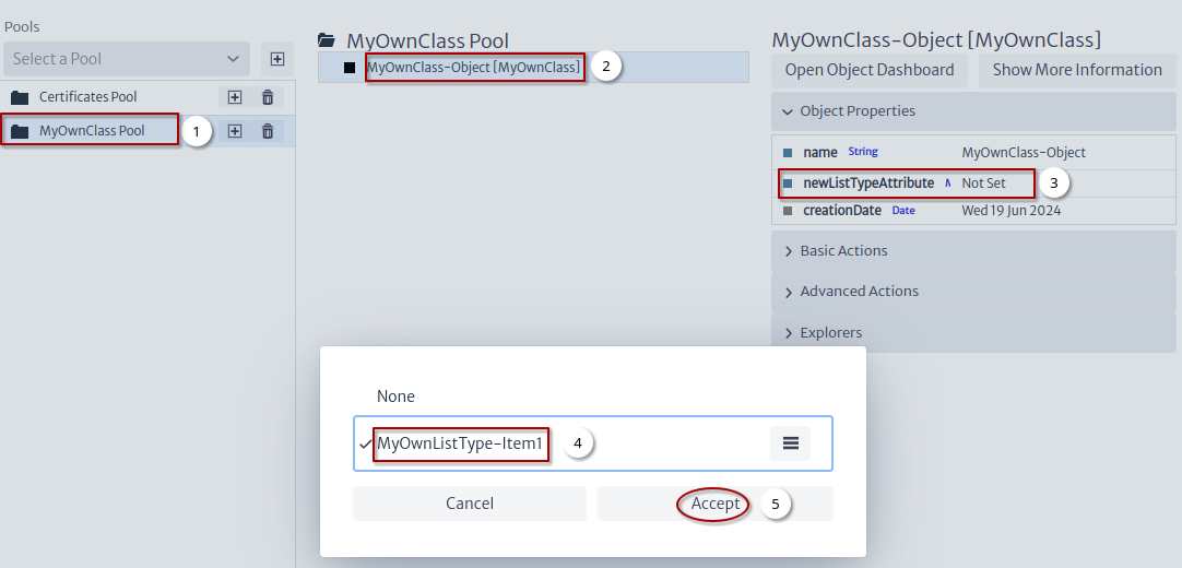 Set attribute newListTypeAttribute