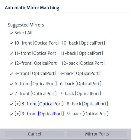 Automatic mirror matchings ODF