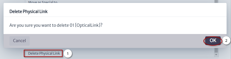 Delete physical link window