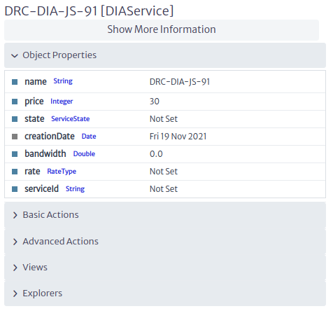 Object dashboard ONT port service